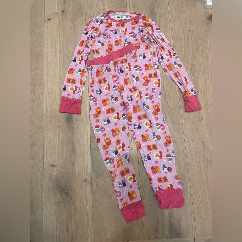 Little Bum Bums bamboo Pink Breakfast Print One-Piece Pajamas